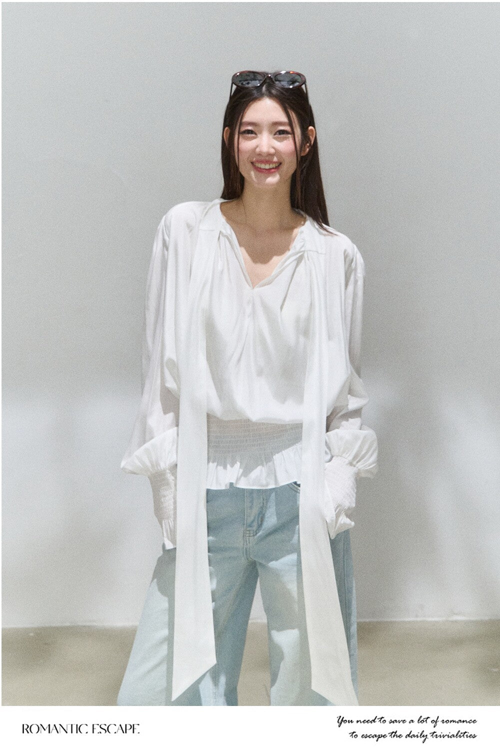 White Reversible Tie Neck Peplum Top - EveningVerse5