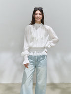 White Reversible Tie Neck Peplum Top - EveningVerse1