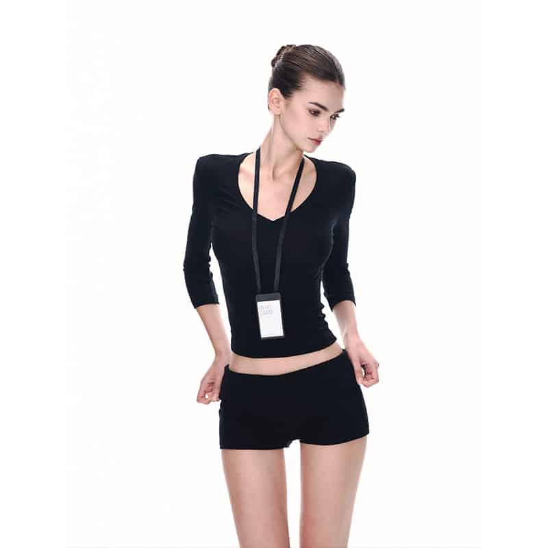 White/Black Lyocell V - Neck Multi Sleeve Slim Crop Top - EveningVerse - 14