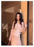 White/Pink/Black Knit Batwing Short Sleeve Cinched Waist Fitted Top - EveningVerse - 9